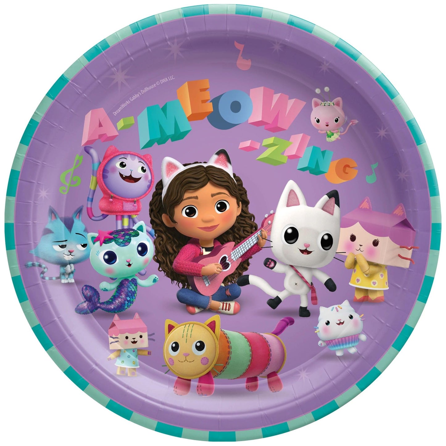 Unique Gabbys Dollhouse Birthday Party Bundle - Plates, Napkins, Table Cover & Sticker Sheet