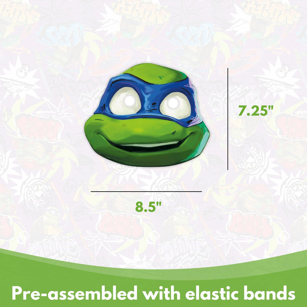 Unique Ninja Turtle Masks for Kids Party - 24 Count | TMNT Birthday Favors & Officially Licensed - Includes Checklist