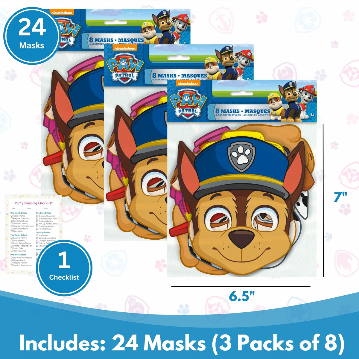Unique Paw Patrol Party Masks – 24 Count | Officially Licensed