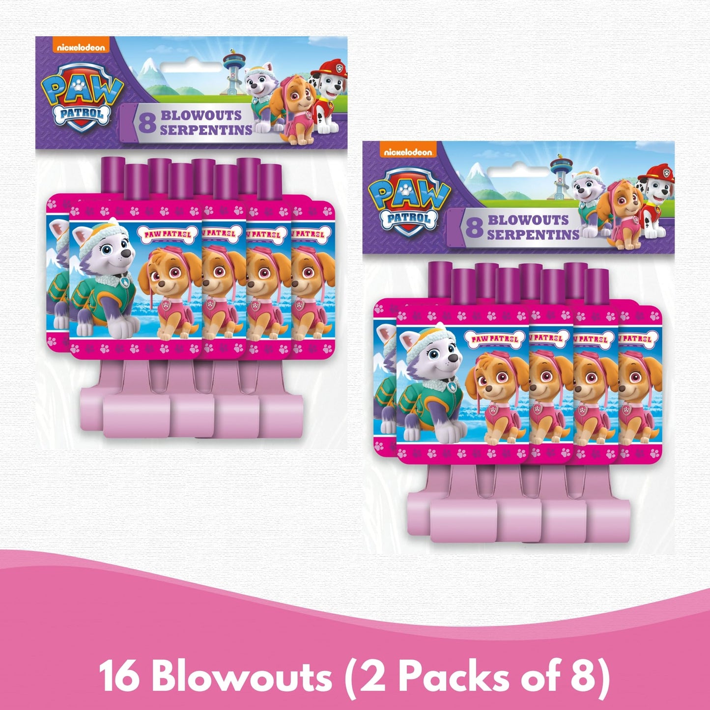 Unique Skye Paw Patrol Party Favors for 16 — Pink Birthday Decorations Bundle with Goodie Bags, Tattoos, Blowouts, Stickers & Checklist