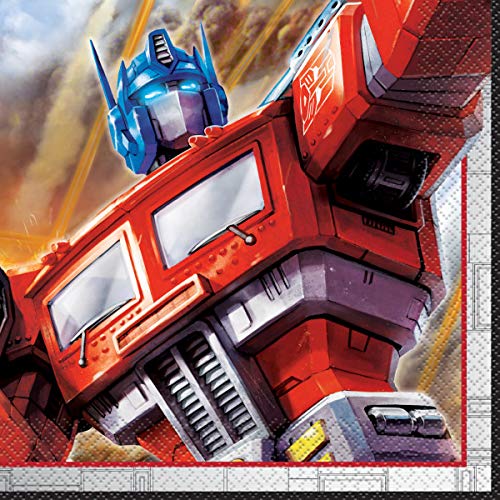 Unique Transformers Birthday Party Supplies Bundle Set – Serves 16 (Plates, Napkins, Table Cover, Dinosaur Sticker Sheet)