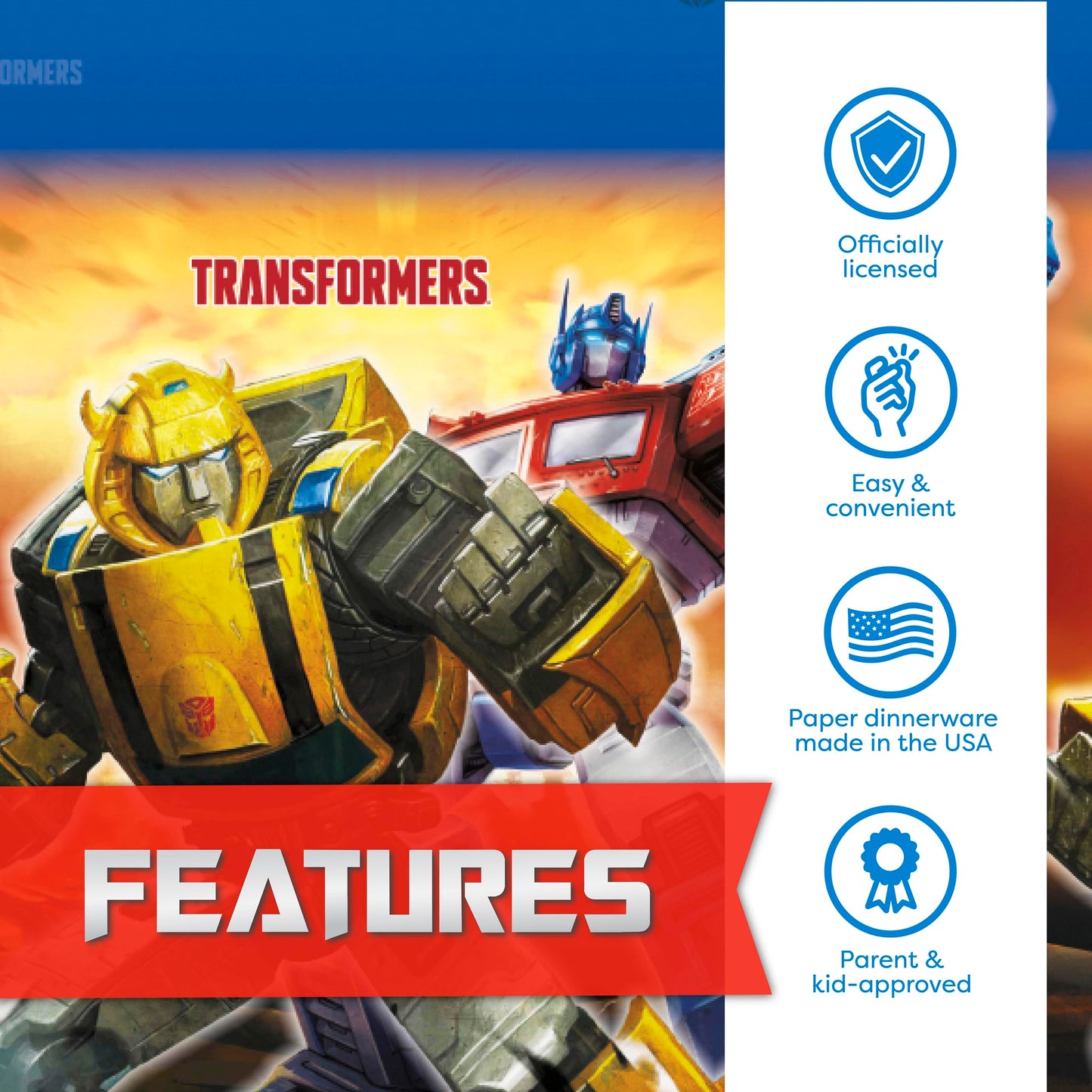 Unique Transformers Birthday Party Supplies – Serves 16 | Tablecover, Plates, Napkins, Cups, Tattoos & Button