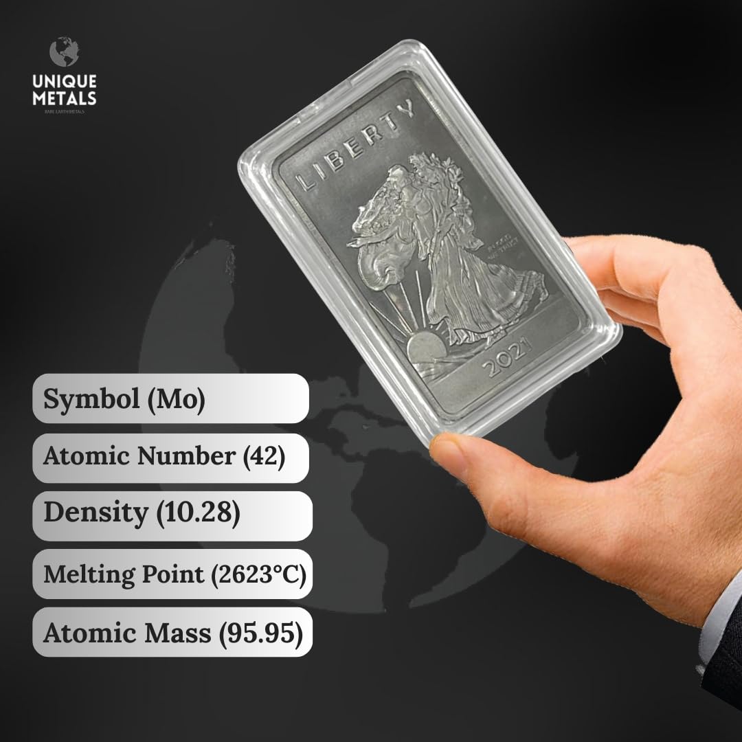 Unique Metals Molybdenum Bar 1 oz .999 Pure with Walking Liberty Design & COA