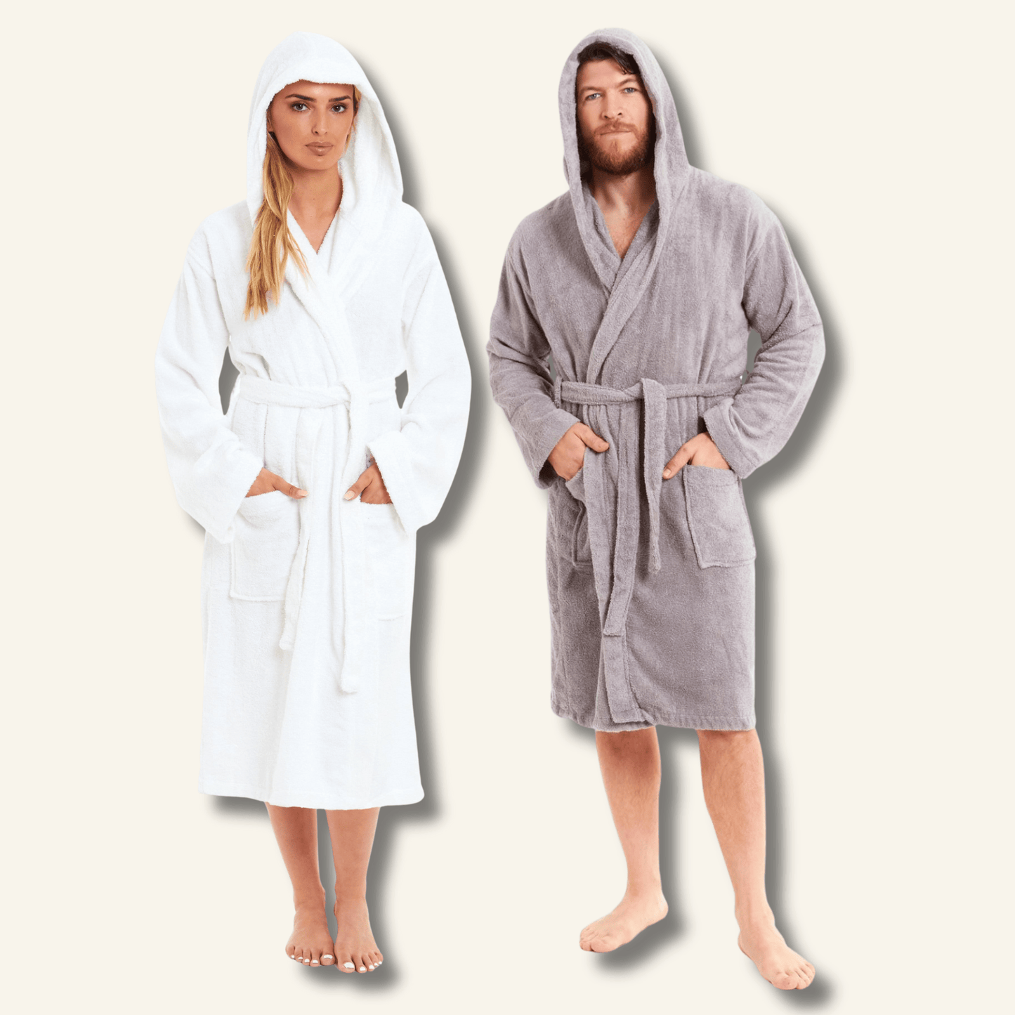 Unisex Bamboo Hooded Dressing Gown Super Soft Towelling Bath Robe for Men & Women by Sock Stack