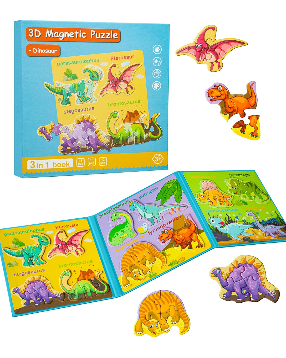 Unistylar Magnetic Puzzles for Toddlers 2-4 | Travel Dino & Learning Magnet Gift
