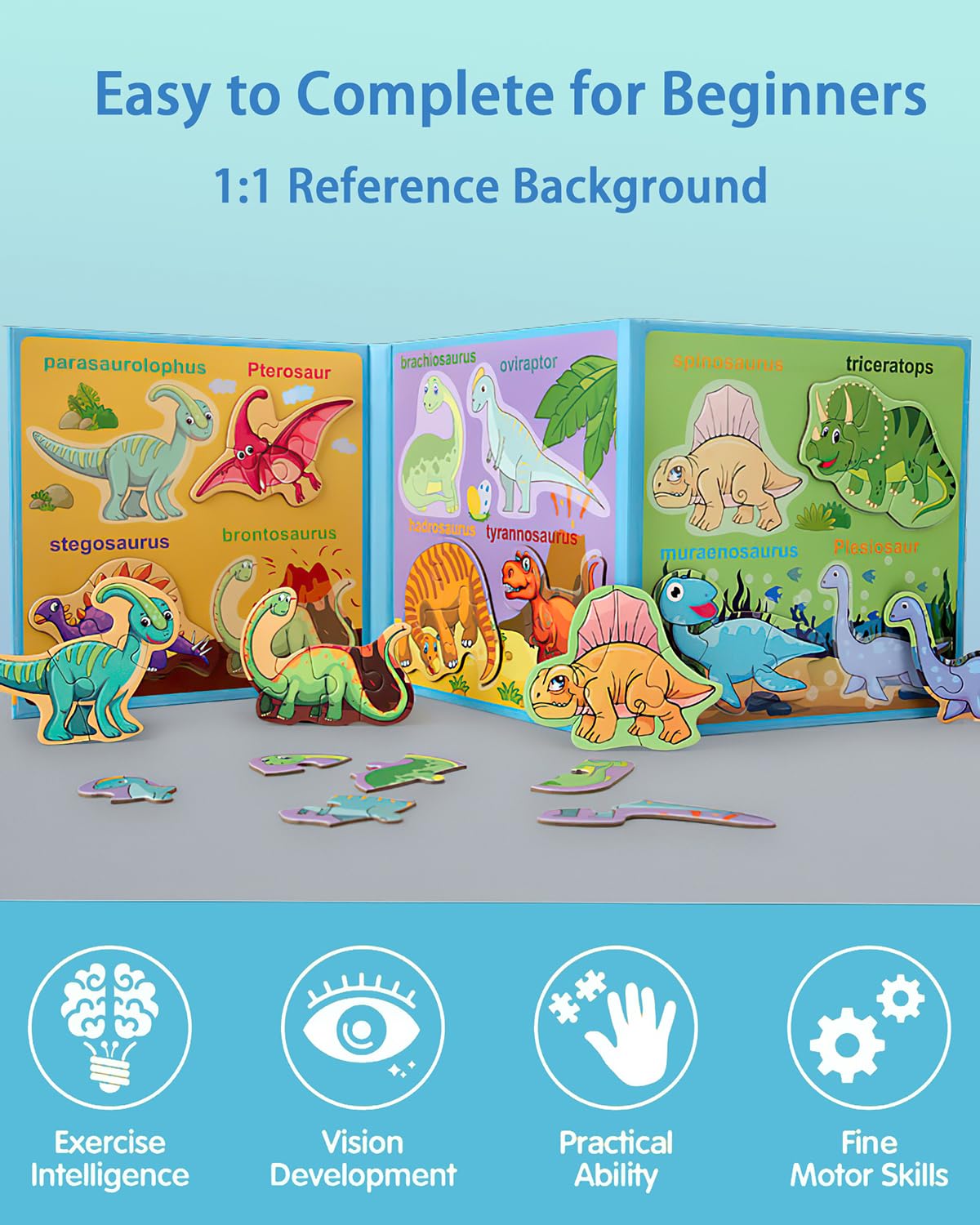Unistylar Magnetic Puzzles for Toddlers 2-4 | Travel Dino & Learning Magnet Gift