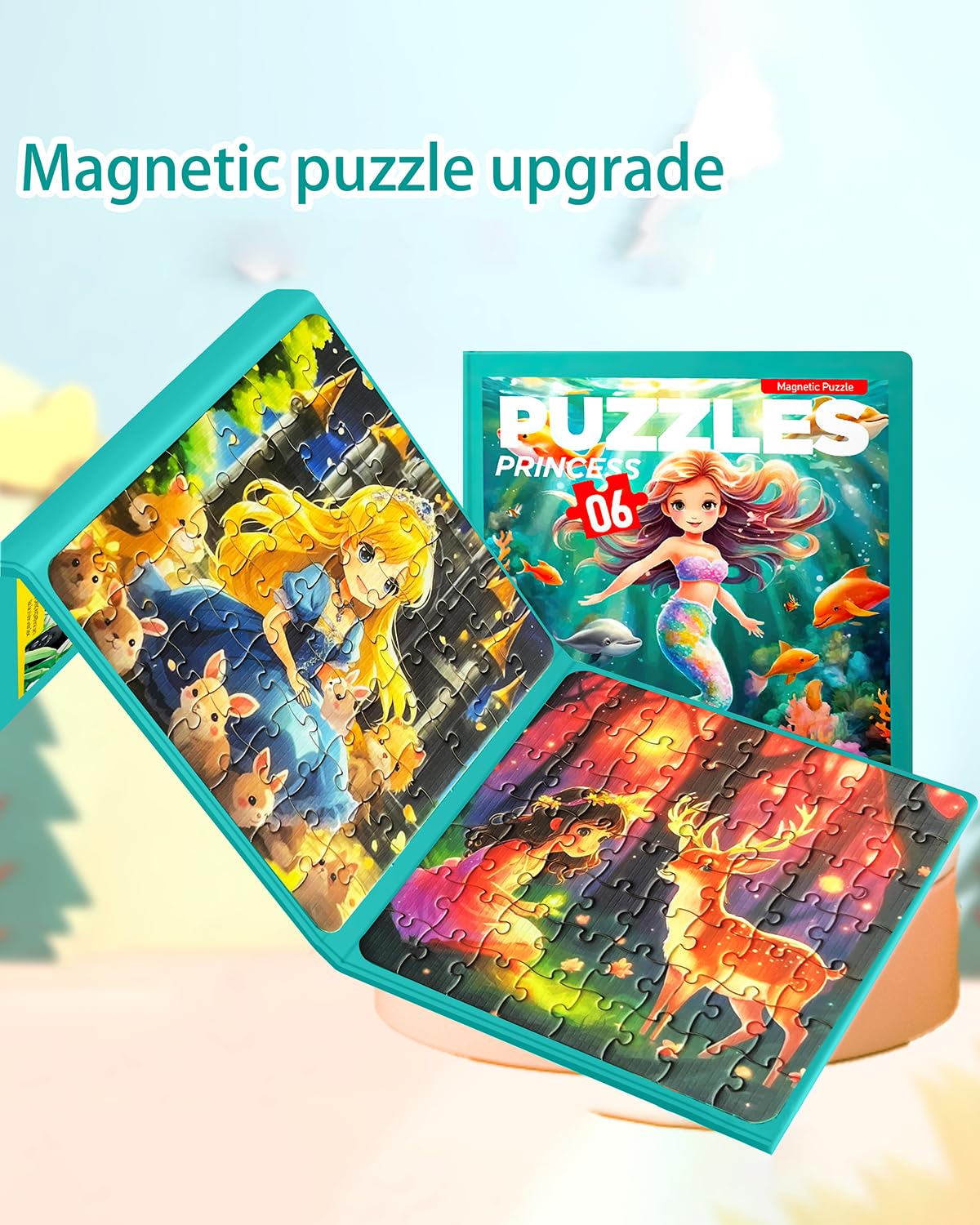 Unistylar Magnetic Puzzles for Toddlers 3-5 – 3-in-1 Mermaid Princess Travel Puzzle Book