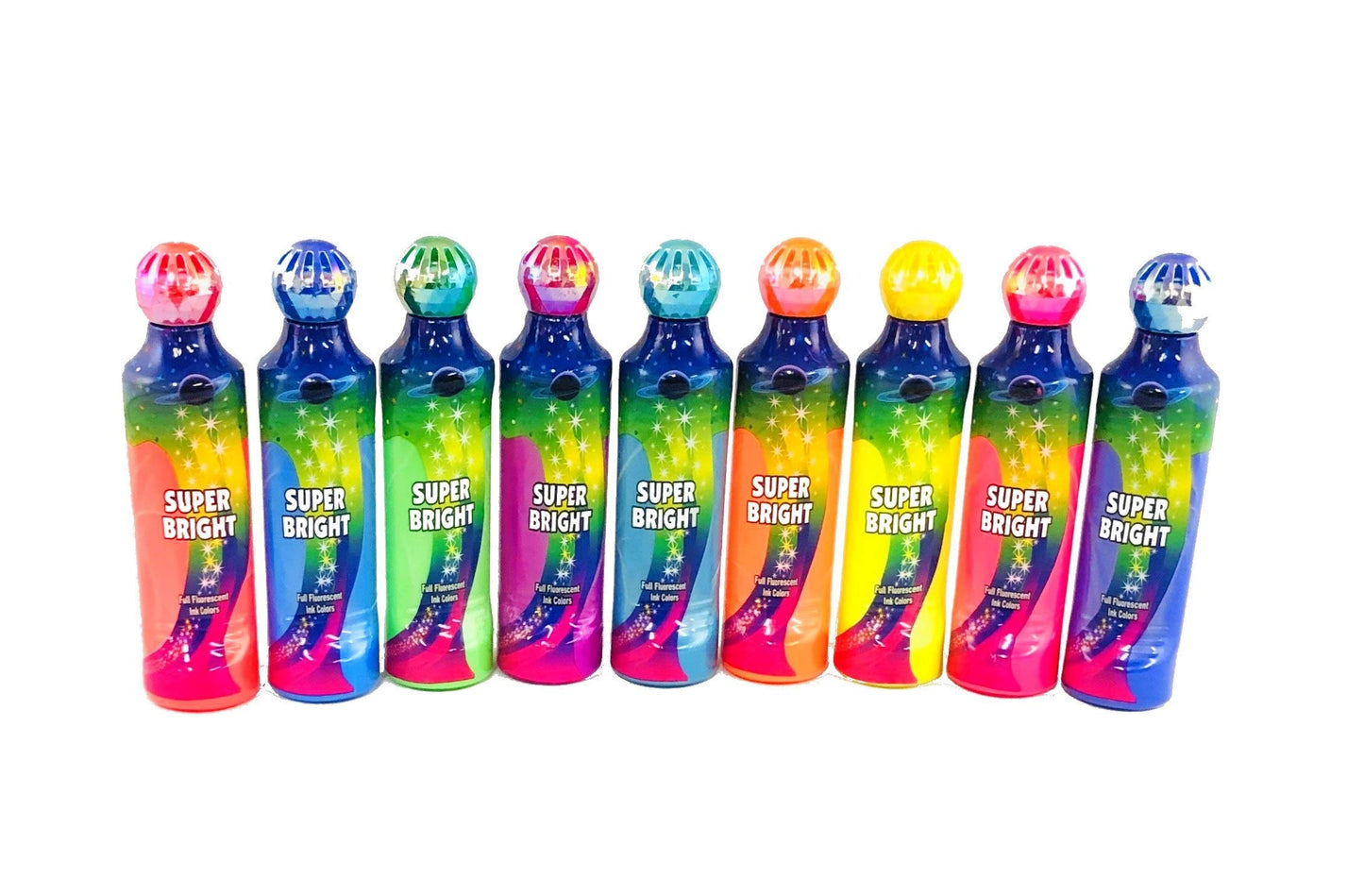 United Novelty Super Bright Fluorescent 43ML Mini Bingo Daubers – 9-Color Set
