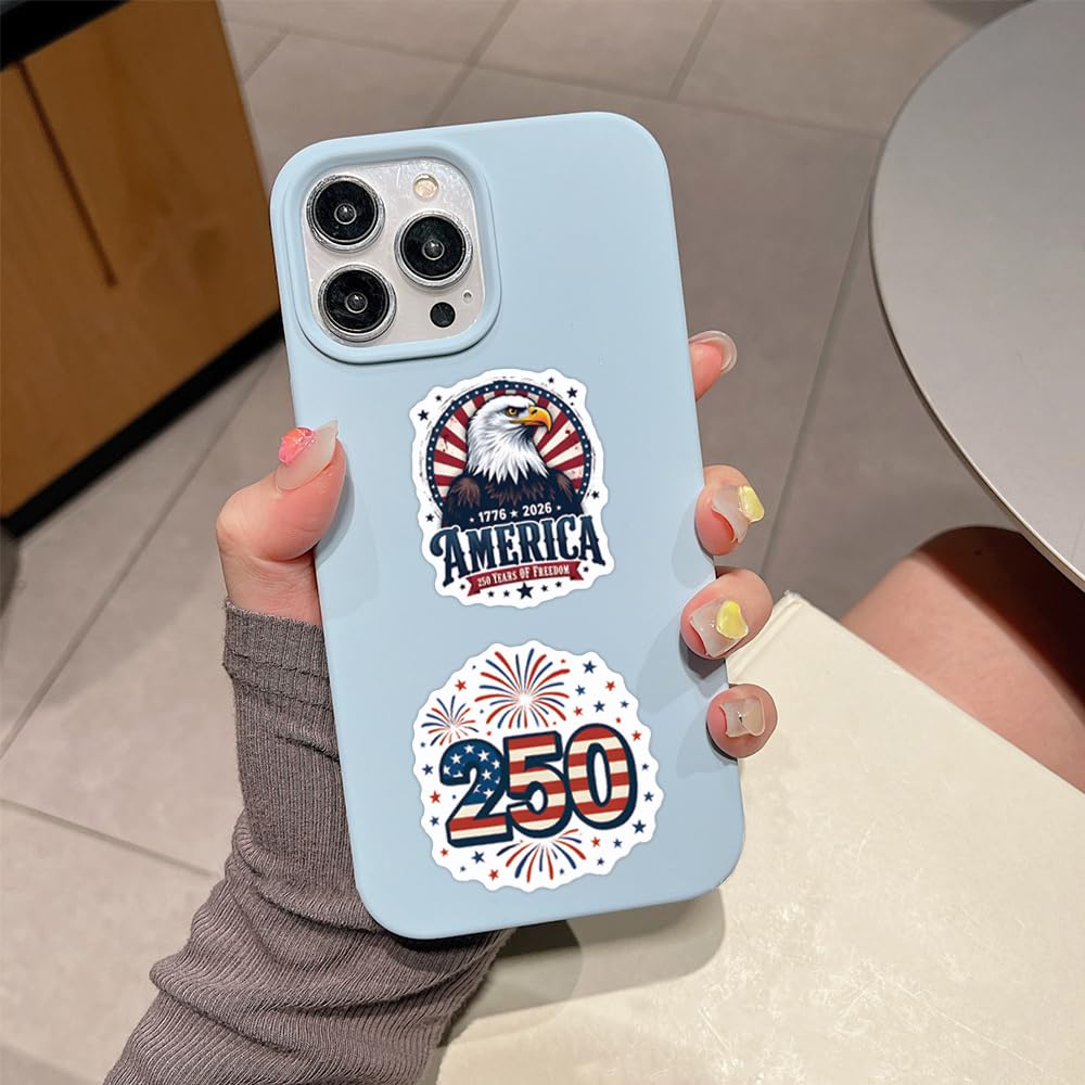United States 250th Anniversary 50Pcs Vinyl Stickers – Waterproof Meme Pack for Laptops, Water Bottles & More