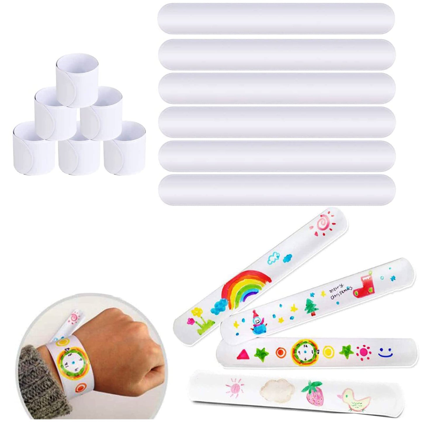 Uniticber White Blank Slap Bracelets Bulk 36 Pcs – DIY Craft & Party Favors