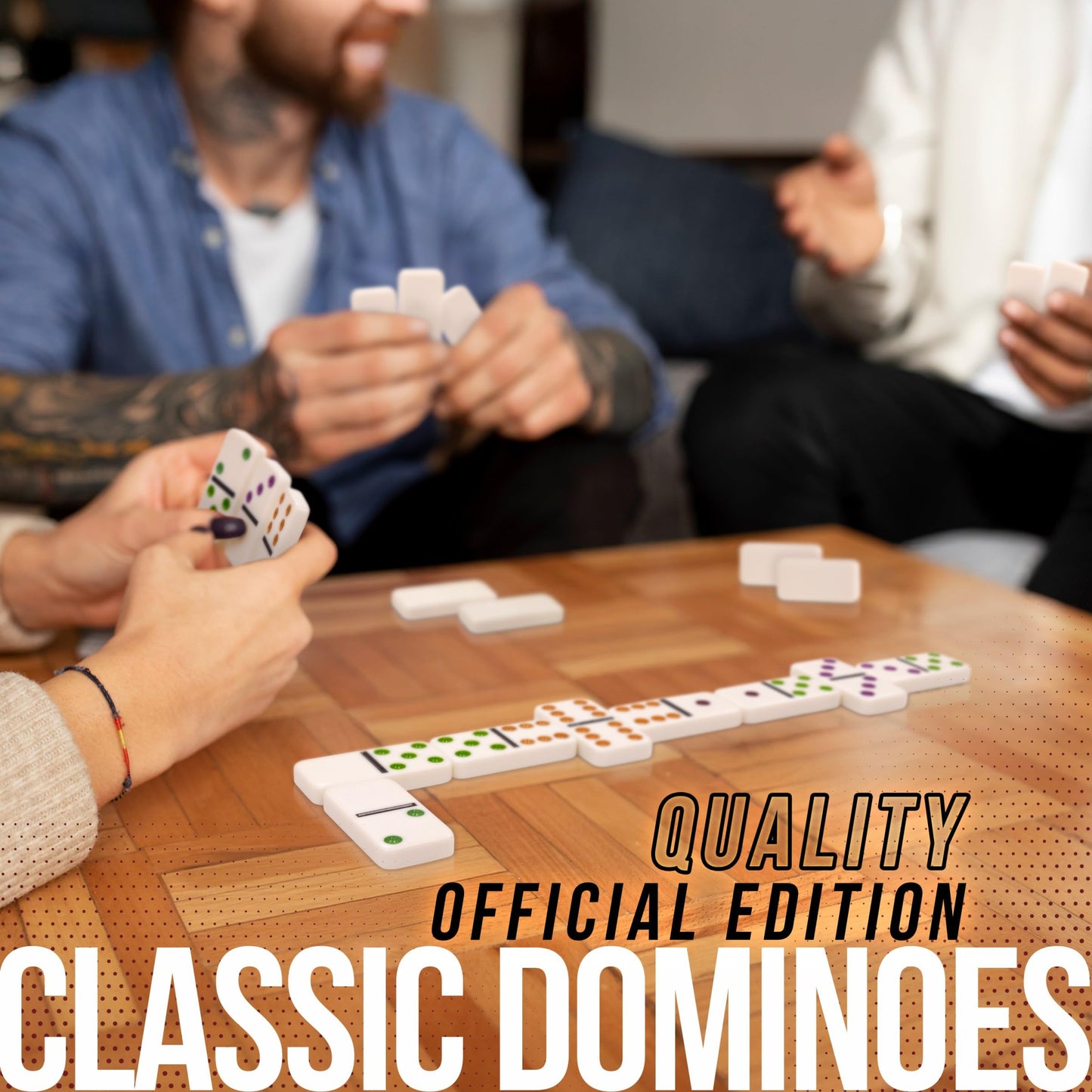 University Games Chicken Foot Double 9 Color Dot Dominoes – Professional Size, 1–8 Players