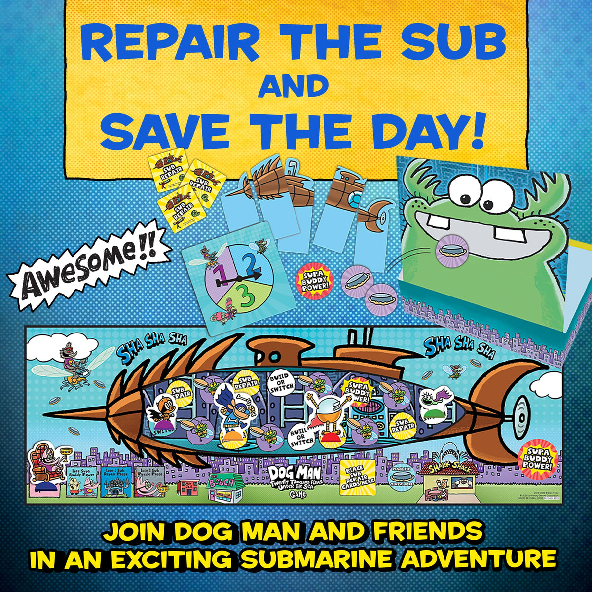 University Games Dog Man Twenty Thousand Fleas Under the Sea Game – Cooperative Submarine Adventure