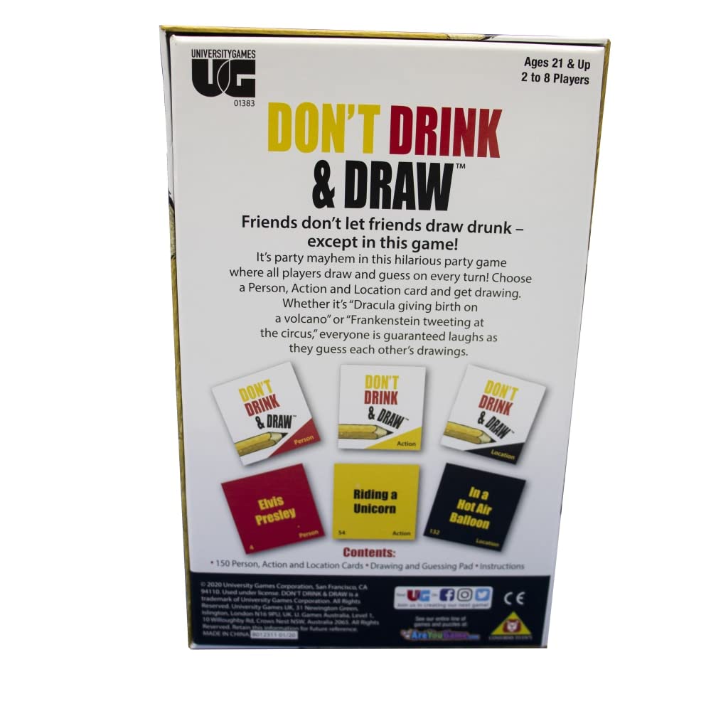 Don't Drink and Draw by University Games — Hilarious Party Drawing Game for 2+ Players