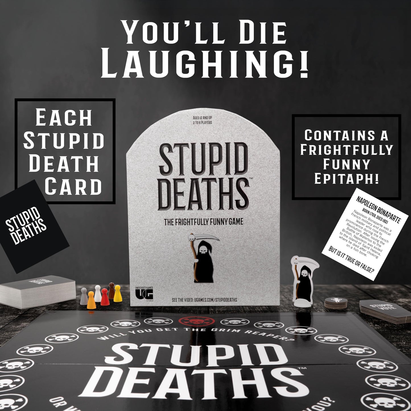 Stupid Deaths The Party Game - University Games (Ages 12+) 01404