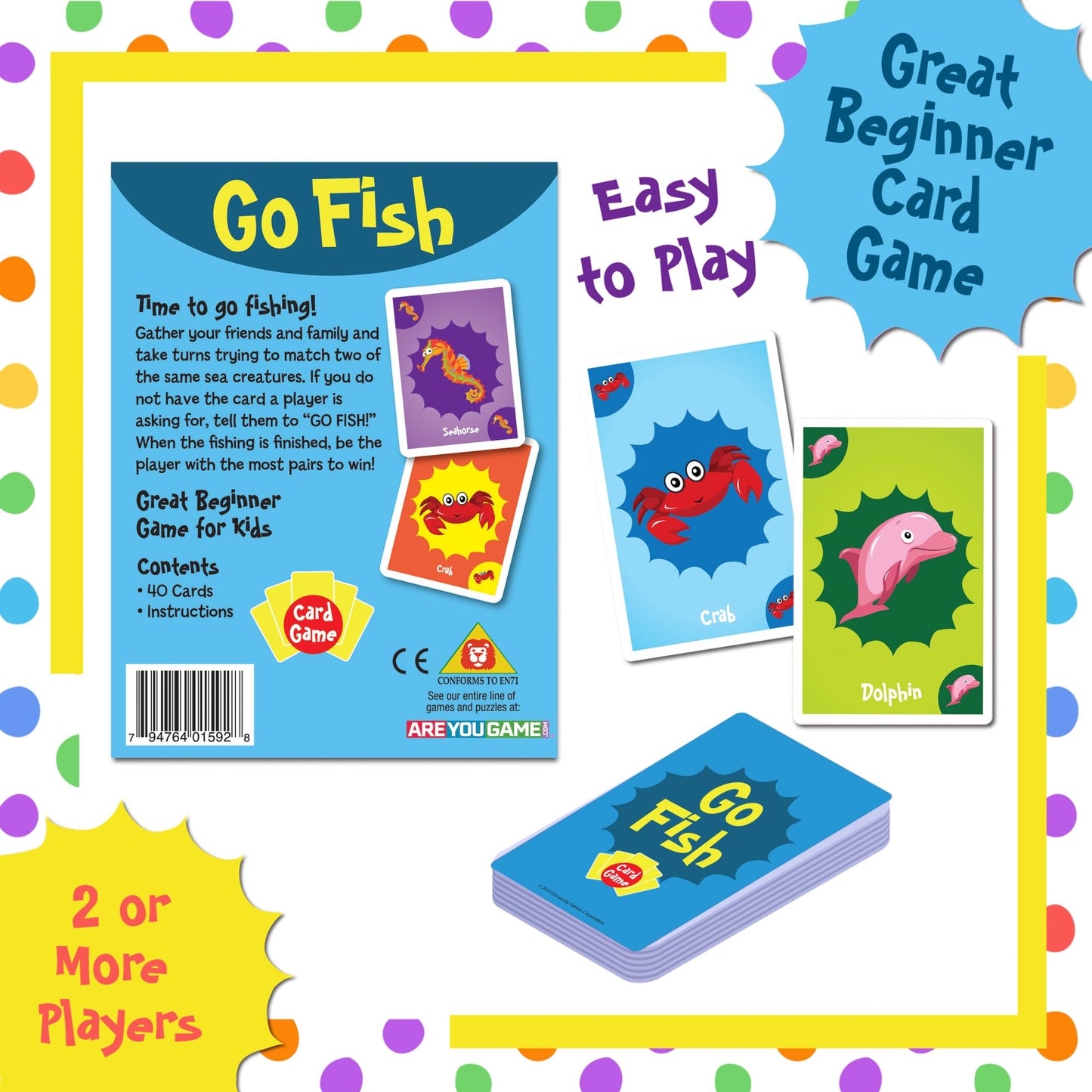 University Games Go Fish Card Game – Jumbo Cards, Colorful Animals for Kids 4+