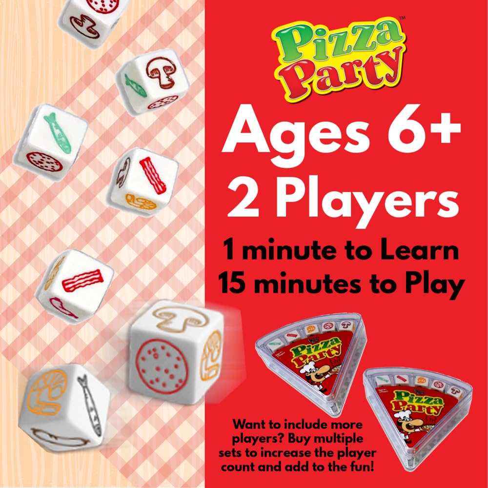Pizza Party Dice Game by University Games | Quick 2-Player Family Fun