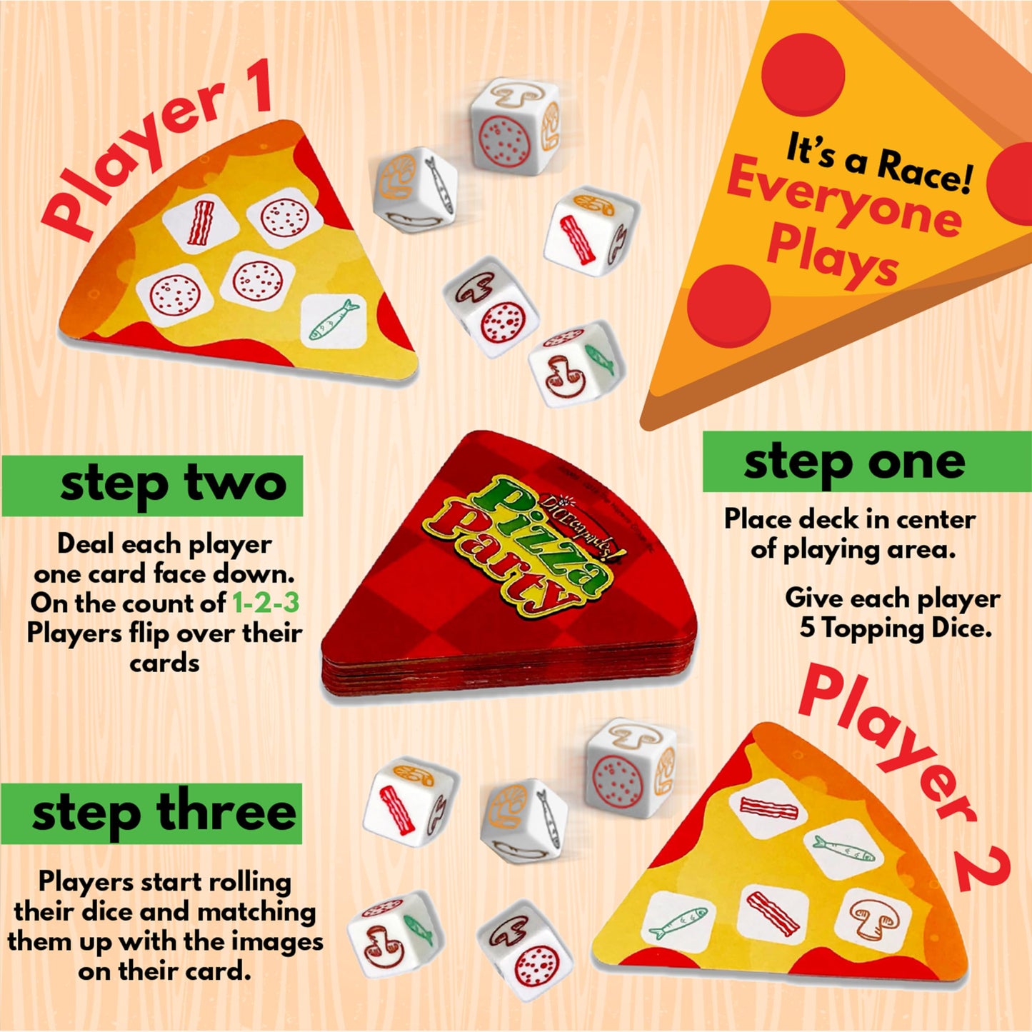 Pizza Party Dice Game by University Games | Quick 2-Player Family Fun