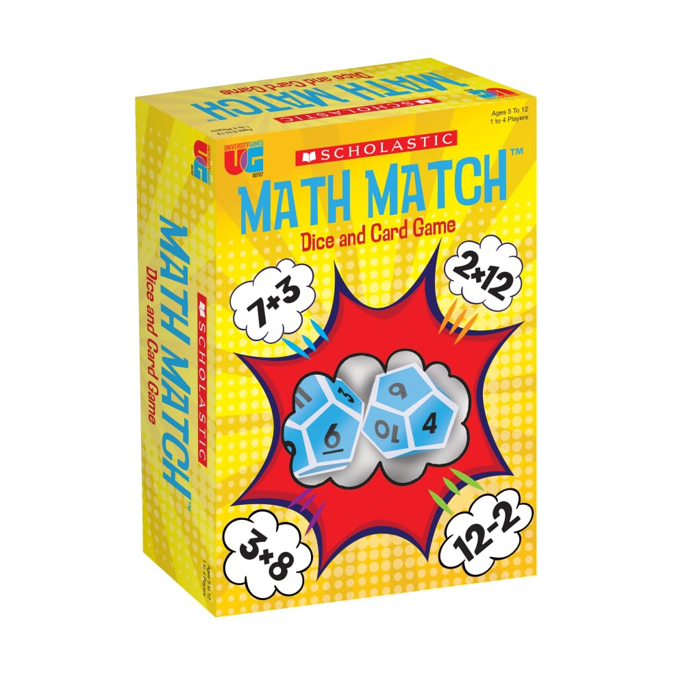 University Games Scholastic Math Match Travel Dice Game – Mental Math Reinforcement for Kids (Ages 5+)