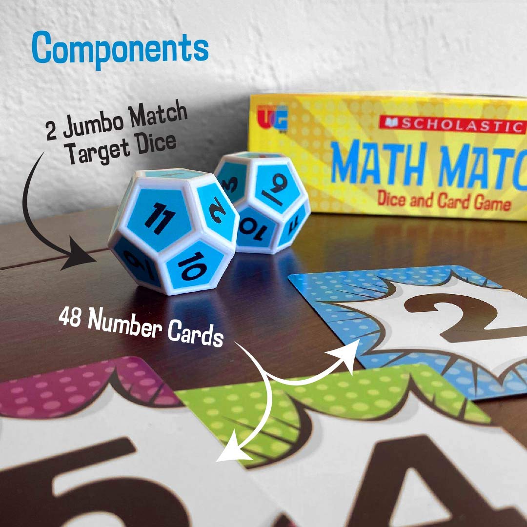 University Games Scholastic Math Match Travel Dice Game – Mental Math Reinforcement for Kids (Ages 5+)