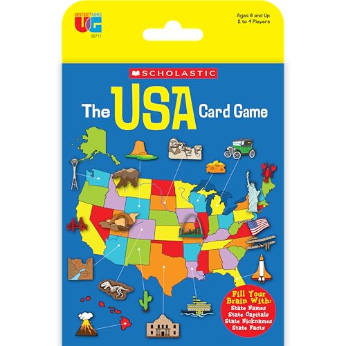University Games Scholastic USA Travel Card Game – Learn State Capitals & Facts (Ages 6+)