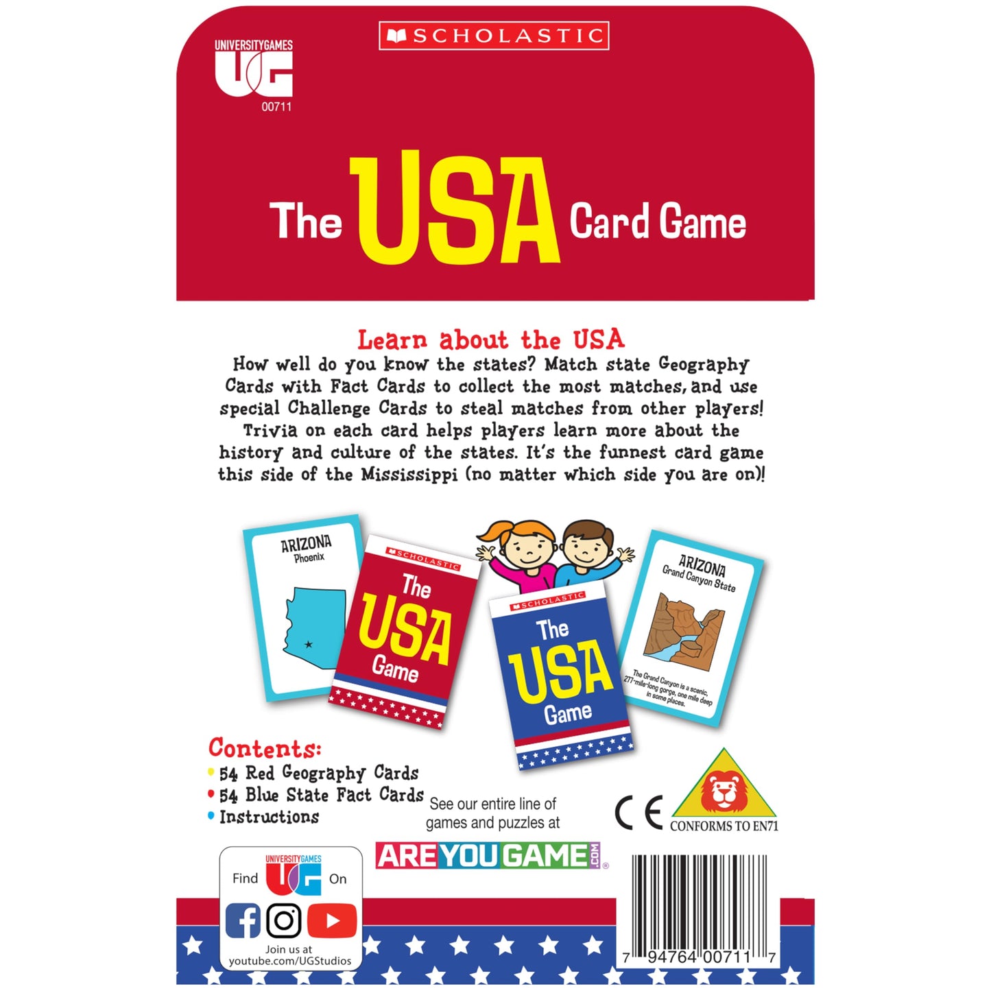 University Games Scholastic USA Travel Card Game – Learn State Capitals & Facts (Ages 6+)