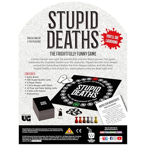 Stupid Deaths The Party Game - University Games (Ages 12+) 01404