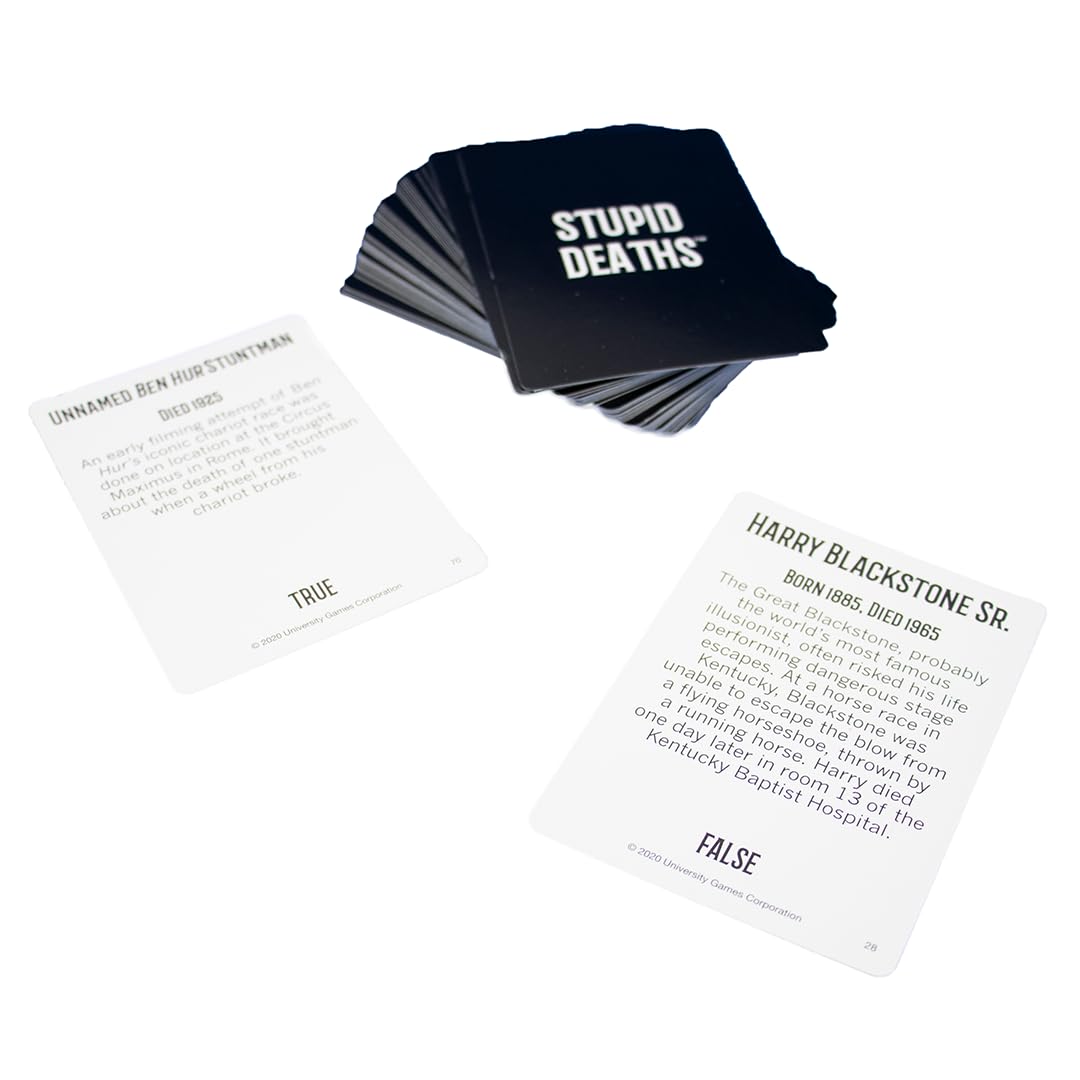 University Games Stupid Deaths Coffin Tin Game – Dark Fun Family Trivia for 2-6 Players