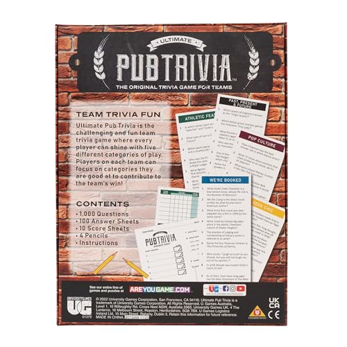 University Games Ultimate Pub Trivia - Team Trivia Game for 4+ Players (Ages 12+)