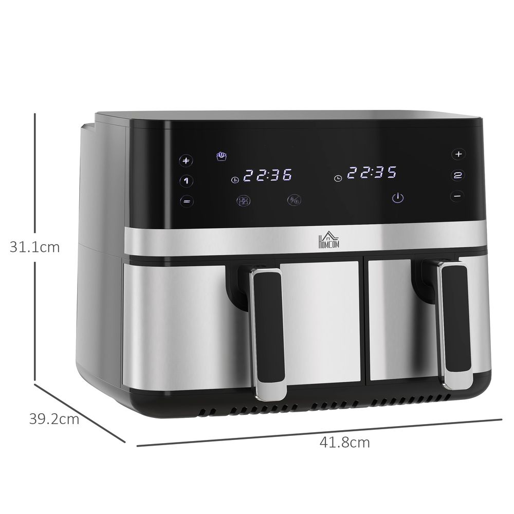 HOMCOM Dual Zone Air Fryer 8.5L with SYNCFinish 2700W - 2x the Taste, Double the Speed, Ultimate Precision