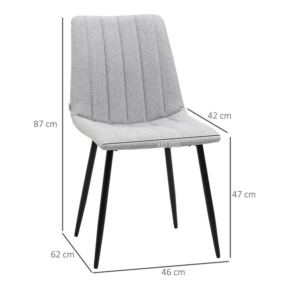 HOMCOM Modern Dining Chairs Set of 2 with Linen-touch Upholstery and Steel Legs