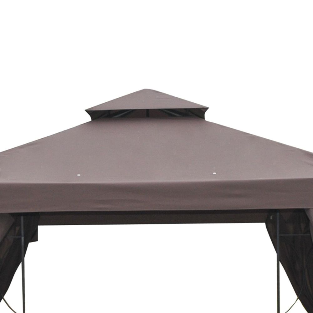 Outsunny 3x3m Gazebo with Side Panel - Brown