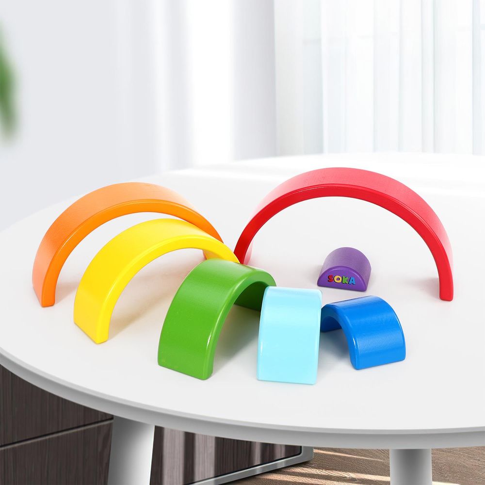 SOKA Rainbow Stacker 7pcs - FUN EDUCATIONAL TOY - Develops motor skills, inspires creativity - Ideal gift for Boys and Girls - Ages 3+.