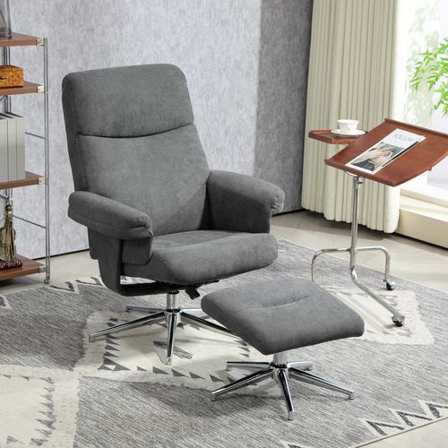 HOMCOM Recliner Chair with Footstool with Adjustable Back