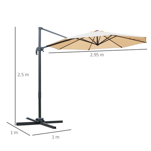 Outsunny Umbrella Parasol W/360 Rotation and Cross Base-Beige