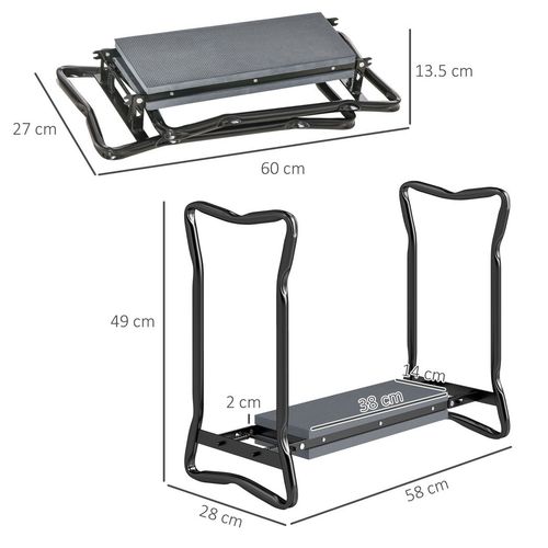 Outsunny 2 In1 Folding Garden Kneeler Foam Chair Pad Support Bench, Grey