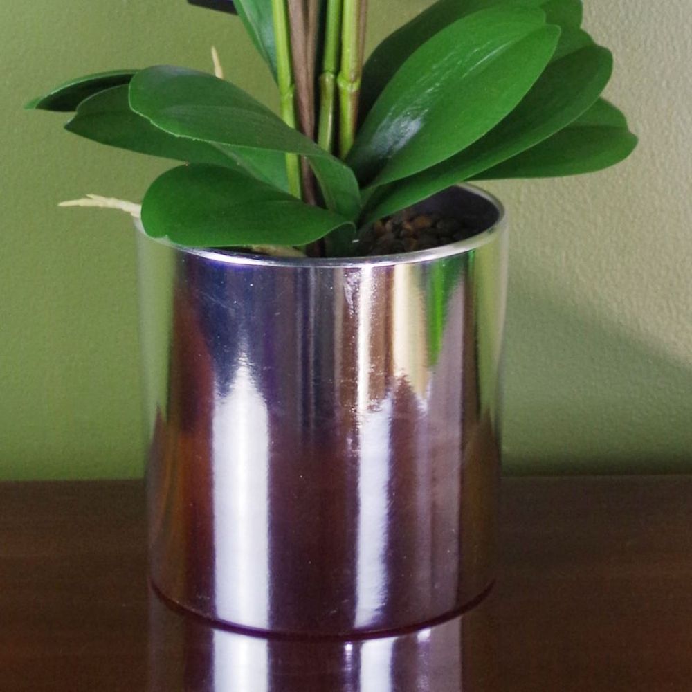 High Quality 52cm Artificial Orchid - Large Dark Pink & Silver - Lifelike Flowers