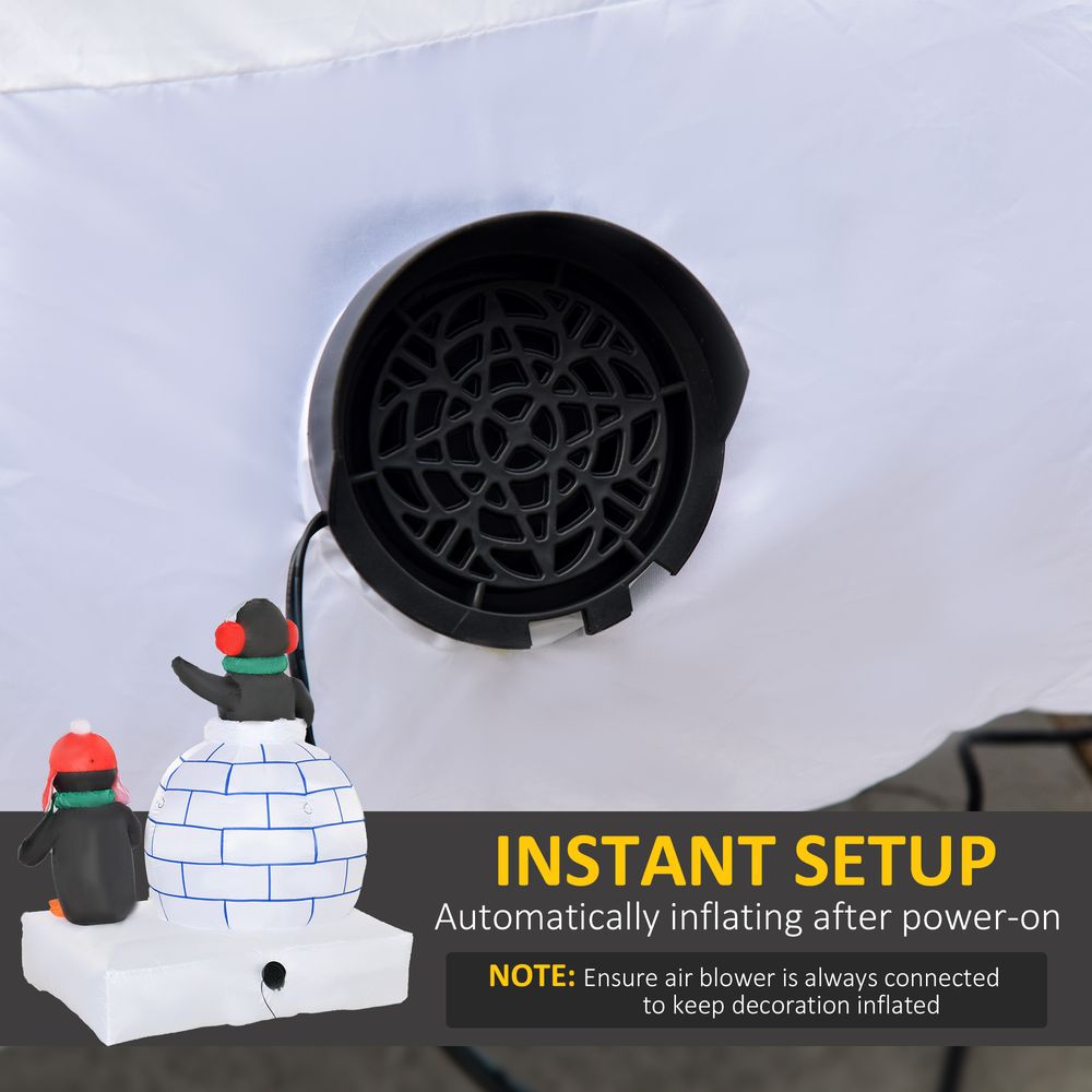 5ft Christmas Inflatable Penguins Wearing a Scarf with Ice House In & outdoors