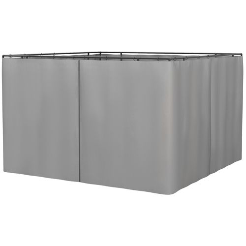 3 x 3m Gazebo Replacement Sidewall Set with 4 Panels, Hooks/C-Rings  Light Grey