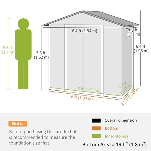 Outsunny 6.5x3.5ft Metal Garden Shed for Garden, Brown Wood Effect
