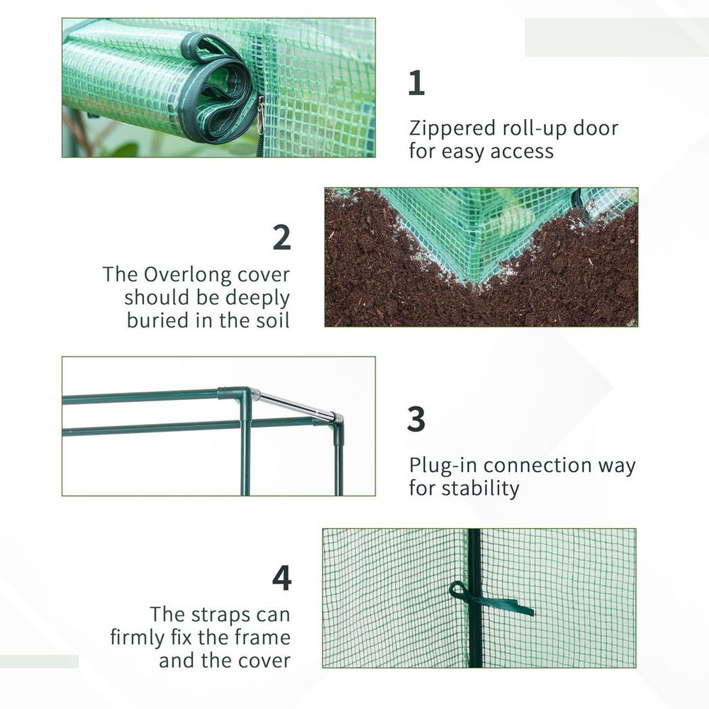100 x 50 x 150cm Greenhouse w/ Zipper Roll-up Door Outdoor Green