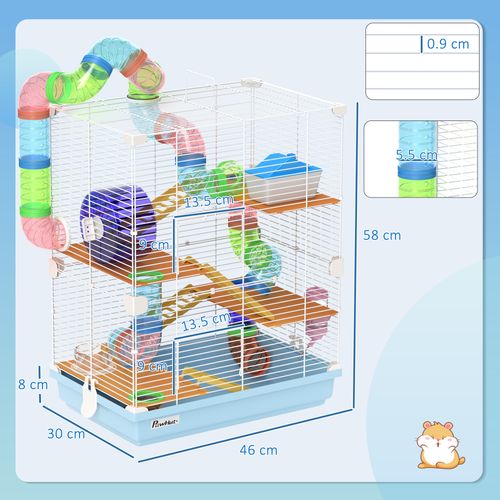 Pawhut 5 Tier Hamster Cage Carrier Habitat w/ Exercise Wheels