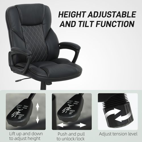 HOMCOM High Back Executive Office Chair with Adjustable Height Arms Black