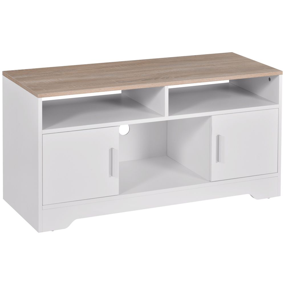 HOMCOM TV Stand Cabinet for TVs up to 50", TV Table Unit with Storage, Open Shelves and Cable Management, Modern TV Console for Living Room Bedroom, White