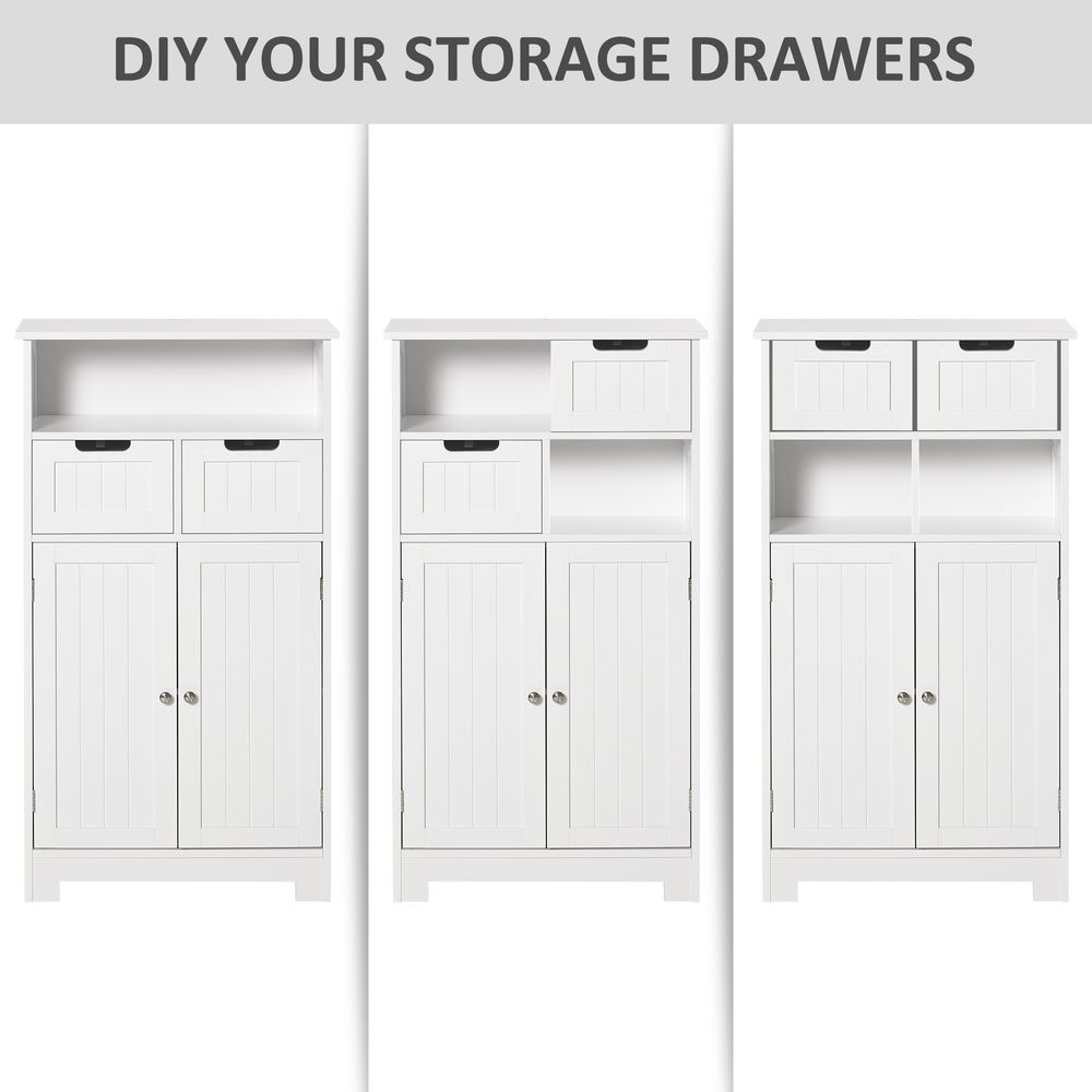 Premium Bathroom Floor Cabinet 2 Drawers | Adjustable Shelf | White | High Quality Materials