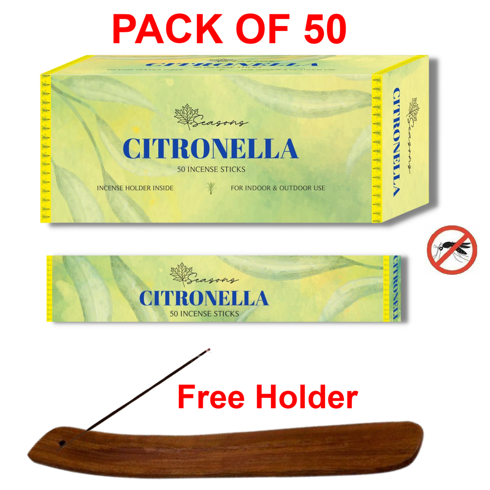 Citronella Incense Sticks For Outdoor, Garden, Kitchen, Home, Camping - Bugs, Mosquitoes and Insects Away With 3 Incense Holders