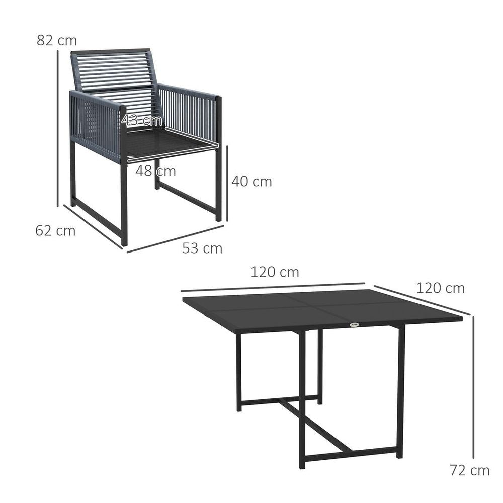 Premium Dark Grey Patio Dining Set – 5 Pieces, Foldable Back, Poolside Ready
