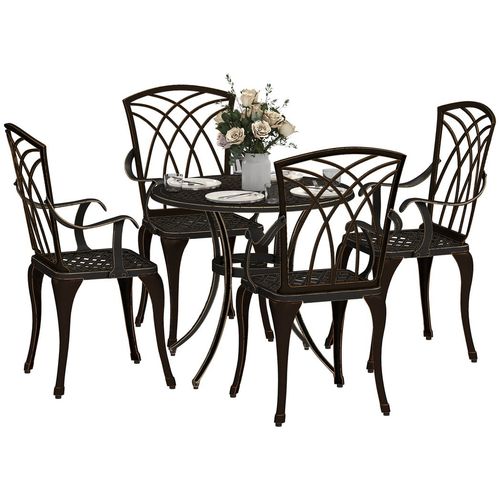 Outsunny 5 PCs Garden Dining Set, Garden Furniture Set, Bronze Tone