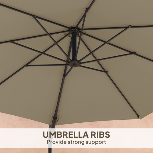 Outsunny Sun Parasol with Vent, Wall Umbrella for Patio, Garden