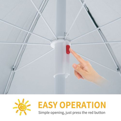Outsunny 88" Arc 2.2M Fishing Umbrella Beach Parasol with Sides Brolly Shelter Canopy Shade with FREE Carry Bag