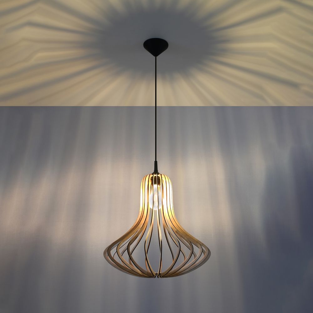 Elza Pendant Lamp: Scandinavian Design, Wood Construction, E27 Socket